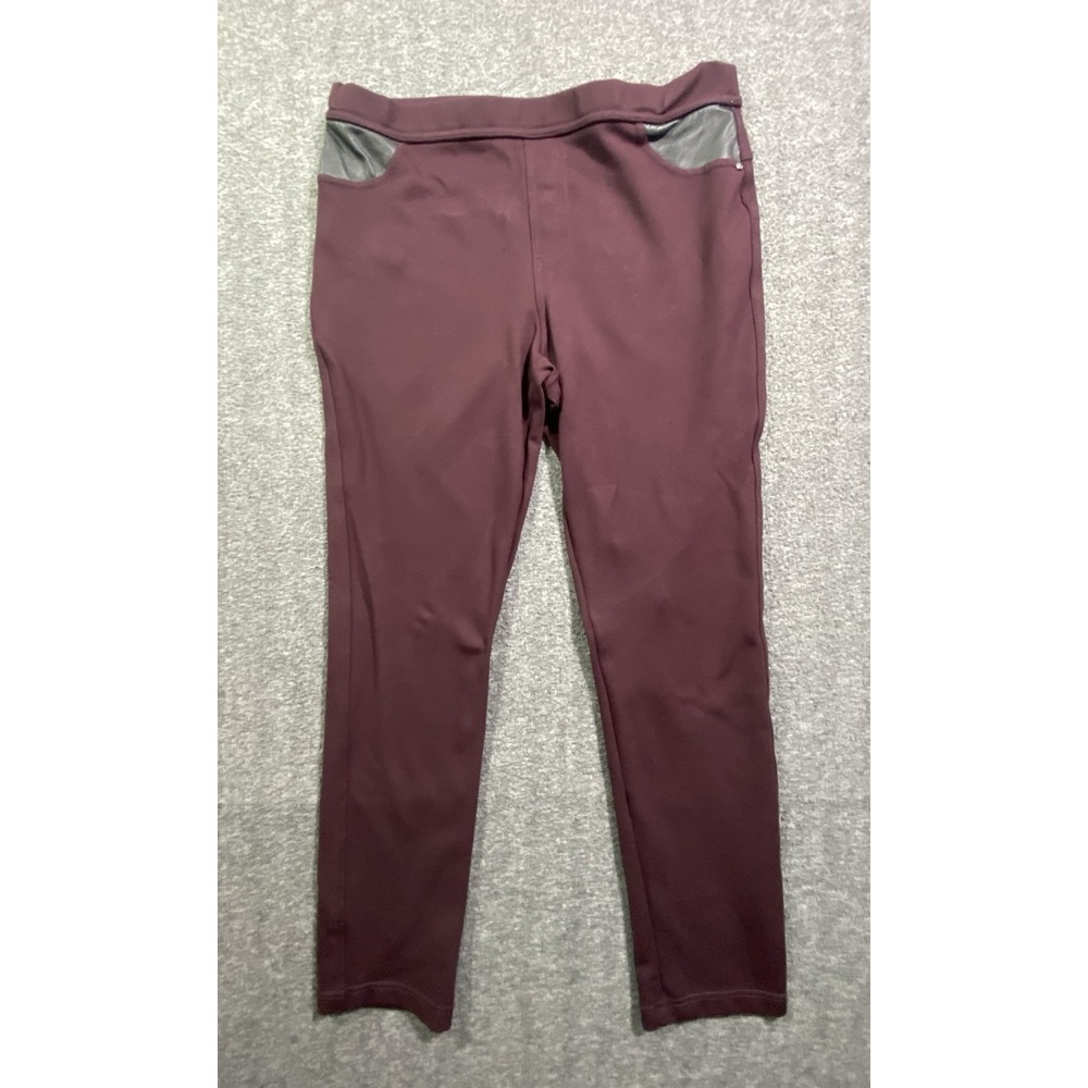 NYDJ Pants Women Purple Mid Rise Skinny Chino Pull On Rayon Flat Front Size L